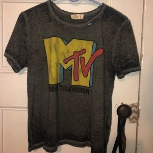 Hollister “MTV” purposefully distressed tee